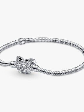 Authentic Pandora Moments Butterfly Clasp Snake Chain Bracelet / Pandora Charms
